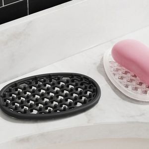 Non-slip Silicone Soap Dish with <b>Drain</b> Hole, Self-draining Soap Holder for <b>Bathroom</b> Sink & Kitchen Countertop - Product Image 5