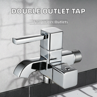 Robinet mural de salle de bain en alliage de zinc à double sortie, cartouche en laiton chromé, design carré, OEM