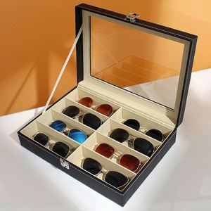 Fashion Portable 8 Grid Slots Black Sunglasses <b>Glasses</b> Box PU Leather Sun <b>Glasses</b> <b>Case</b> Displayon - Product Image 6