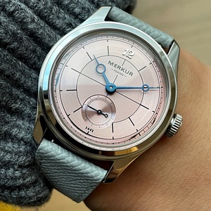 MERKUR Montre à cadran sectoriel violet rétro décontractée pour homme, série Business, mécanique manuelle, bracelet en cuir, acier inoxydable - Product Image 6