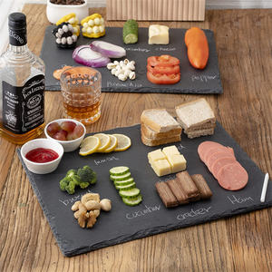 Planche à fromage et <span class=keywords><strong>plateau</strong></span> <span class=keywords><strong>en</strong></span> <span class=keywords><strong>ardoise</strong></span> rectangulaire à bord naturel de style classique de 20x15cm <span class=keywords><strong>avec</strong></span> tapis et tampons - Product Image 5