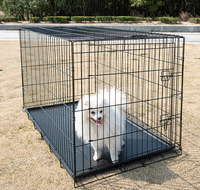 Cage pliable en fil de fer épaissi pour chiens de petite et moyenne taille, avec plateau, en métal peint antirouille, style minimaliste, pour l'intérieur - Vente en gros