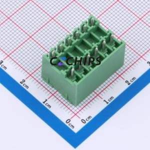 DB2EVHB-3.5-2*6P-GN Plug-in Terminal Block Through hole,P=3.5mm Connector Board-to-Board / Socket - Closed 2x6P 3.5mm Green - Product Image 2