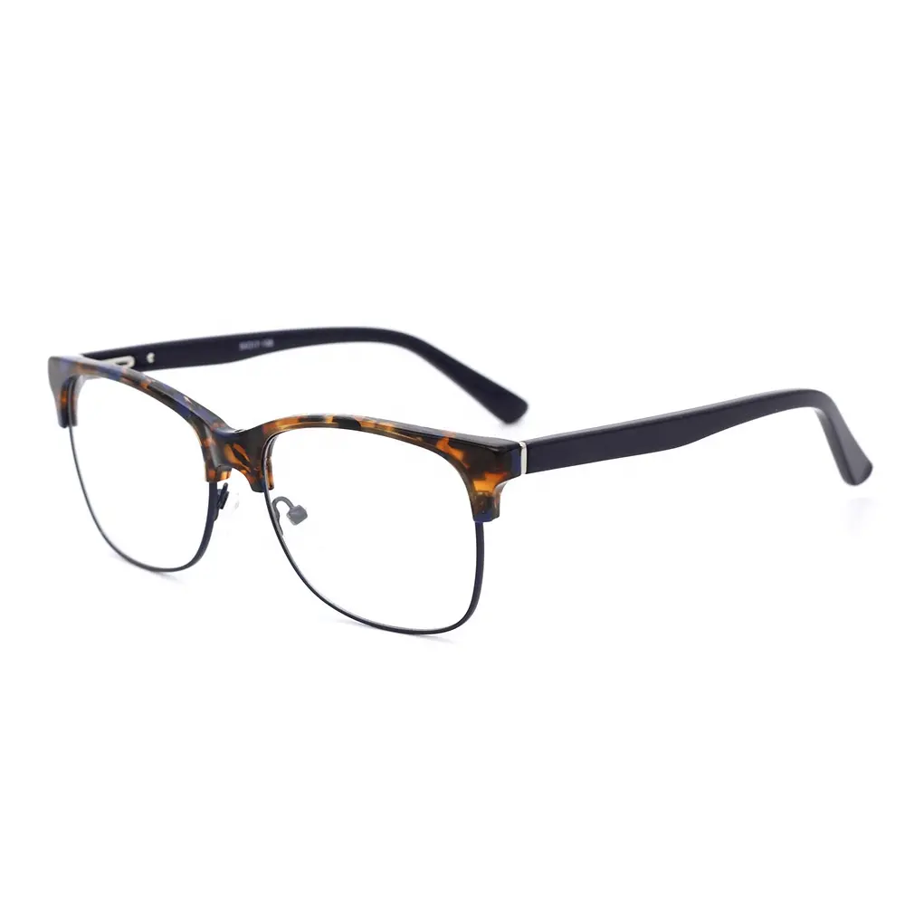 Personalizado Moda Metade Quadro Semi-Sem Aro de Acetato Eyewear Para Unisex Mens Anti Luz Azul Óculos Novo Modelo Fantasia Frame Ótico
