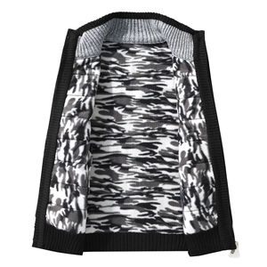 <strong>Men's</strong> Stand-Up Collar <strong>Velvet</strong> Knitwear Coat Hot Selling Winter Sweater Zipper Autumn Outer Wear Custom Wholesale Loose Fit - Product Image 5