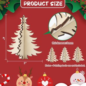 Laser Cut Wooden <b>Christmas</b> <b>Trees</b> Unfinished 3D Decor For Home <b>Table</b> Hanging Ornaments DIY Painting Craft Kids Project - Product Image 2