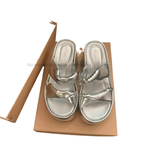 Silver Wedge High-grade Slippers Women's Summer Wear High-rise Thick Bottom <b>Small</b> Non-slip Beach - Product Image 5