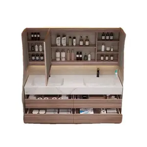 Modern Wash Basin Wall Mounted Large Storage Cabinet Led Mirror Bathroom Vanity For Luxury Wood Vanities
