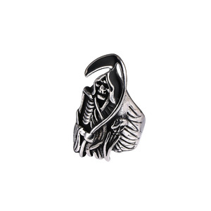 Anillo de Acero de Titanio con Calavera y Guadaña, Joyería Punk Hip Hop para Hombre SA811 - Product Image 5