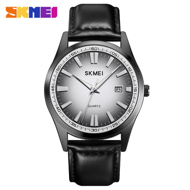SKMEI Luxury Wholesale Fashion Simple Style New Leather Straps Quartz Water Resistant Watch for Men 1986