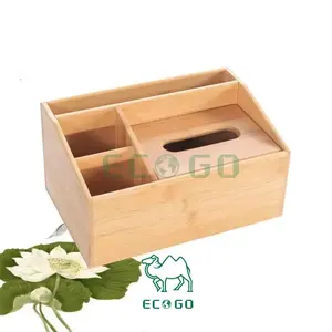 Soporte de Papel de Madera de Diseño Personalizado, Organizador de Escritorio, Caja de Pañuelos de Bambú con Divisor de Almacenamiento, Respetuoso con el Medio Ambiente - Product Image 2