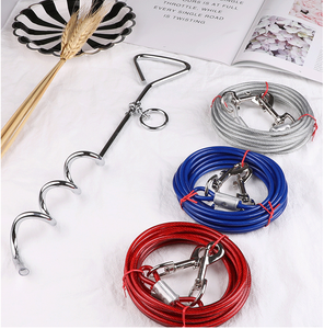 Estaca y cable de amarre para perros de alta resistencia para acampar y patio con ancla para correa segura para mascotas - Product Image 4