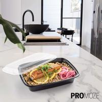 16Oz 24Oz 32Oz 37Oz 48Oz Récipients rectangulaires noirs ronds en plastique jetables pour la préparation de repas au micro-ondes