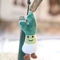 Porte-clés en peluche personnalisé de haute qualité en forme d'oignon vert mignon, pendentif pour sac