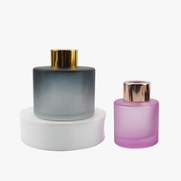 Diffuseur de parfum à bâtonnets, bouteille ronde en verre givré blanc brillant 50ml/140ml, finition mate, couvercle complet, accent décoratif