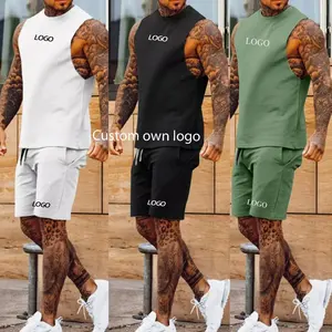 Benutzer definierte Sommer Gym tragen Männer zweiteilige kurze Set Lounge Workout Kleidung Gym Fitness-Sets Männer zweiteilige Sport bekleidung Set für Männer