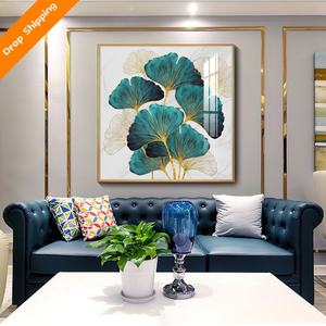 Venta Directa de Fábrica, Pintura Decorativa de Pared con Hojas de Ginkgo en 5D, Pintura de Porcelana de Cristal de Lujo - Product Image 1