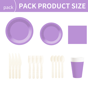 DAMAI - Juego de Vajilla Desechable de Papel Color Lila Claro para Fiestas, Platos de 7 y 9 Pulgadas, Vasos de Papel, Servilletas y Cubiertos - Product Image 6