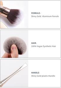 YRX Ensemble de 6 pinceaux de maquillage en fibres synthétiques écologiques, longue durée, poils doux, personnalisables, dorés, aluminium électro-plaqué - Product Image 5
