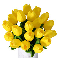 Tulipe artificielle réaliste à tige unique en PU rose de 34cm pour les arrangements de bouquet de mariage et les cérémonies de style vintage