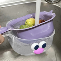 Panier de lavage pliable 2-en-1 double couche en plastique avec poignée, pour fruits et légumes, outil de cuisine multifonctionnel