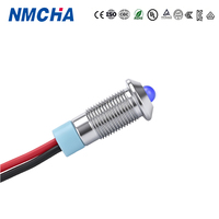 Lampu Indikator Daya LED Biru DQ-6 Pabrikan Cina, Tahan Air IP65, Logam, 2 Kabel, Indikator Peralatan Mesin