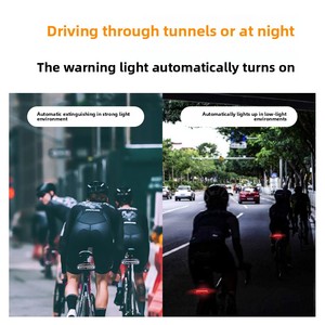Feu arrière intelligent pour <span class=keywords><strong>vélo</strong></span> avec alarme 110 dB, capteur de freinage automatique, clignotant sans fil USB, télécommande, étanche, vente en gros pour la sécurité nocturne - Product Image 3