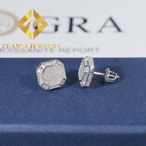 ต่างหูแฟชั่นเครื่องประดับ925เงินสเตอร์ลิง VVS moissanite ต่างหูจี้หลายเหลี่ยมตุ้มหูฮิปฮอปเครื่องประดับ usex - Product Image 5
