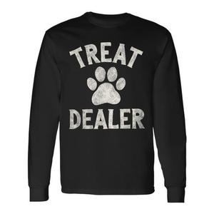 T-shirt a maniche lunghe Treat Dealer con stampa di zampa di cane, regalo per amanti degli animali domestici - Product Image 1