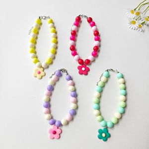 Collier pour chat et chien avec blocs de couleur macaron, collier pour animal de compagnie avec pendentif fleur HyunA, collier pour petit chien et chaton - Product Image 1