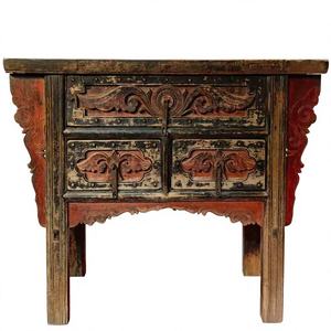 Vintage Imitation Wooden Bed Cabinet With Elegant Carved Legs, Classic <strong>bedside</strong> <strong>table</strong>, Suitable For Bedroom Furniture - Product Image 1