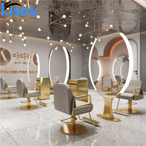 KISEN Stainless Steel Salon Display Cabinet Dressing <b>Table</b> And Storage Shelves Contemporary Full Length For Barber Shop Use - Product Image 3