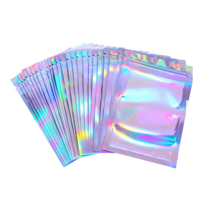 Custom Logo Zip Lock Resealable Smell Proof Mylar Plastic Pouch Small Food Cosmetic Holographic Packaging Bags