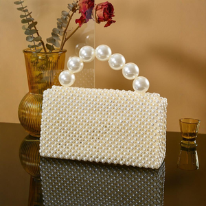 Bolso de mano de noche para mujer, nuevo estilo 2025, con perlas, bolso de mano cuadrado para novia, bolso de mano con cierre abierto, bolsos de moda para mujer - Product Image 2