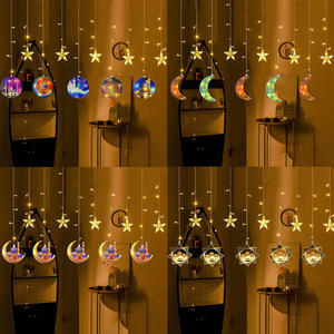 Lumière Guirlande Rideau LED « Eid Mubarak <span class=keywords><strong>Ramadan</strong></span> » Château Lune Étoile avec 8 Modes pour Décoration Murale Fenêtre Fête Festival du Moyen-Orient - Product Image 4