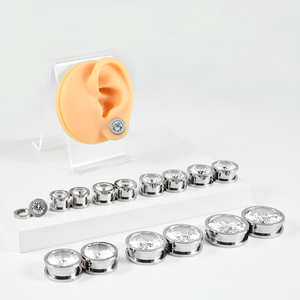 Edelstahl 4 Farben Zirkon kann ersetzt werden Ohr Tunnel Expander Body Piercing Schmuck Stecker Bahre Ohrring Messgeräte 8-25mm - Product Image 3