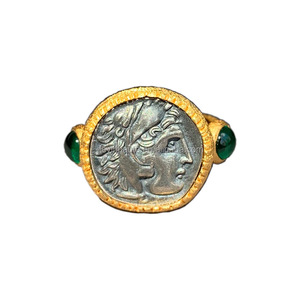 Anillo Grueso Vintage de Oro al por Mayor, Plata de Ley 925, Romántico con Piedra Esmeralda, Estilo Antigua Grecia, Anillos de Joyería Fina Unisex para Regalo - Product Image 6