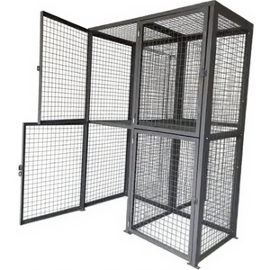<span class=keywords><strong>Cage</strong></span> de rangement en fil métallique avec cadenas <span class=keywords><strong>Cage</strong></span> en métal enduit de poudre Entrepôt à 2 niveaux Casiers de rangement en treillis pour le vin - Product Image 1