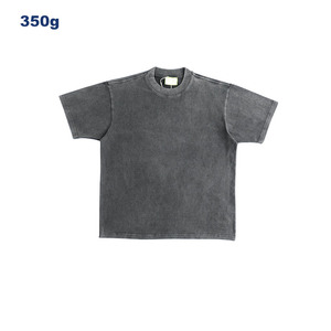 Camicie nere acide oversize in cotone 100% da 350 g con Design in bianco con motivo solido - Product Image 1