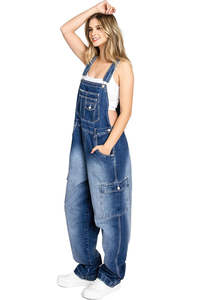 Tendance 2022 femmes Denim vêtements <span class=keywords><strong>de</strong></span> travail Cargo combinaison Baggy maternité <span class=keywords><strong>Jean</strong></span> barboteuse Vintage Denim salopette - Product Image 5
