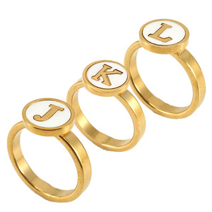 Open <b>Titanium</b> Steel <b>Ring</b> With Zircon Inlay Letter Design Unisex Fashion Jewelry Gift Accessory - Product Image 2