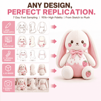 Mascotte en peluche Lapin Lait de Fraise, Jouet en peluche personnalisé, Animal en peluche, Mascotte douce, Vente en gros, Logo personnalisé, Cadeau promotionnel