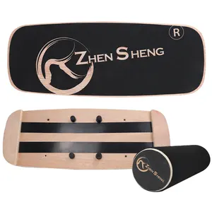 Zhensheng Tabla de equilibrio de madera Premium Surf Balance Board Trainer con tapones ajustables