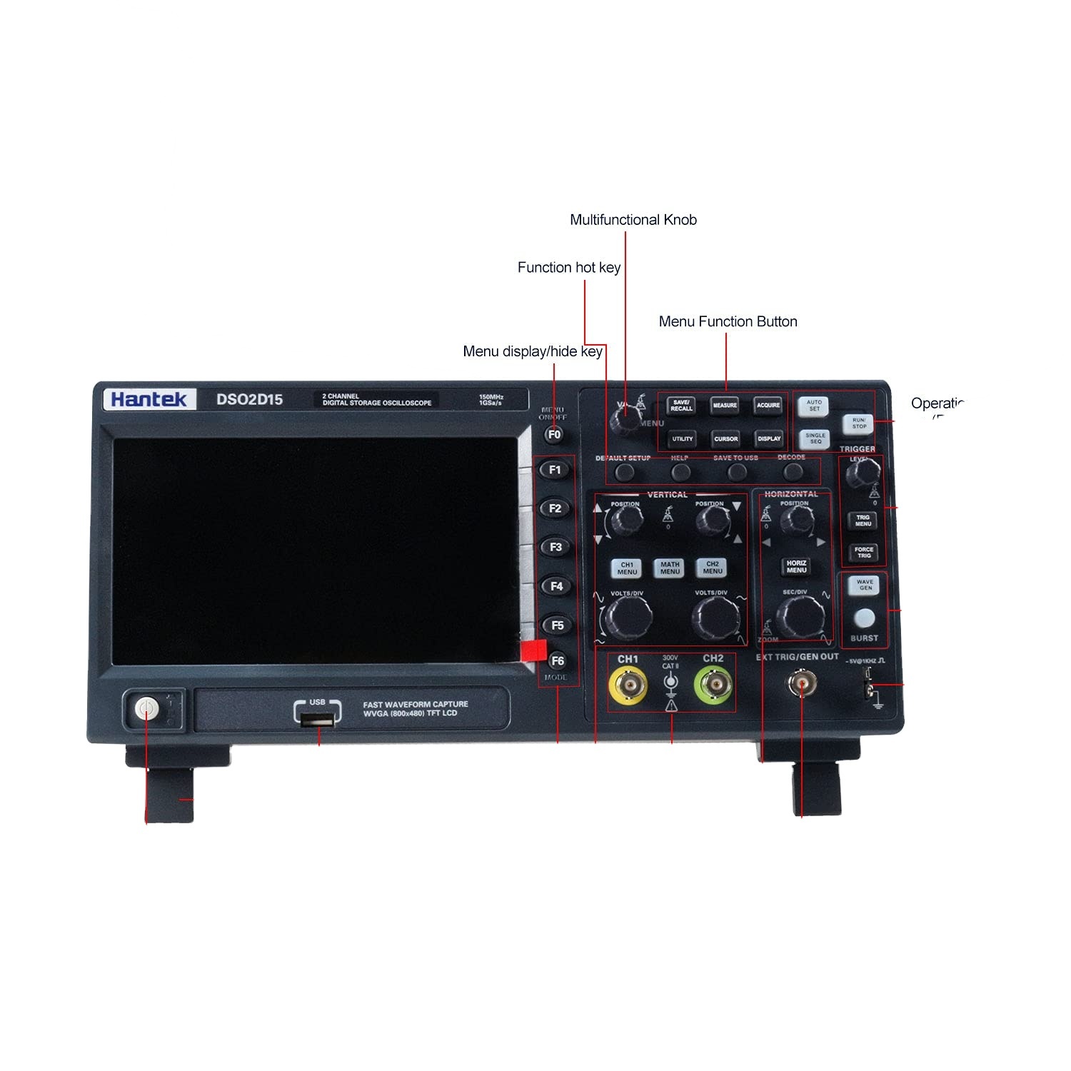 Dso2d15 Digital Oscilloscope Meter Desktop Oscillograph Oscillometer 7 Inch Tft Lcd Screen 2ch+1ch Channels
