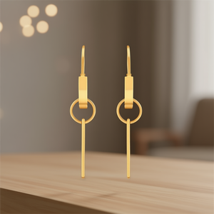 Pendientes colgantes geométricos dorados para mujer, modernos, de aleación, chapados en oro de 18 quilates, joyería de moda, pendientes colgantes llamativos - Product Image 2