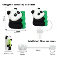 Embout de paille octogonal en caoutchouc anti-poussière de dessin animé compatible avec les gobelets de 30 et 40 oz, embout de paille panda 3D de 10 mm, accessoire pour boisson