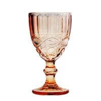 Gobelets Verres à Vin Gravés Couleur Diamant Rose Style Américain Moulés à la Machine Vintage 330 ml pour Mariage et Fêtes