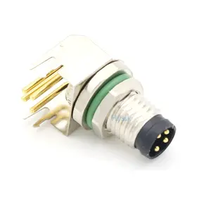 M8 4 poles PCB connector 90-deg waterproof panel mount receptacle male sensor Elbow 4 pin plug