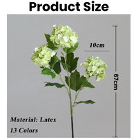 Bunga Hydrangea Latex Sentuhan Asli Warna Vintage Berkualitas Tinggi 3 Kepala Bunga Snowball untuk Dekorasi Pernikahan dan Rumah