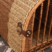 Porte-animaux en rotin écologique, nid portable pour chat, maison de voyage pour animaux de compagnie, maison de couchage intérieure toutes saisons pour chats et petits animaux